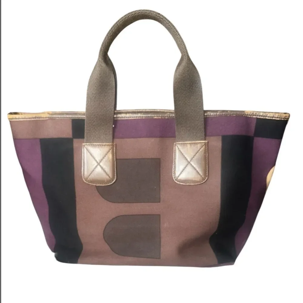 Bally Brown and Purple Tote Bag.
